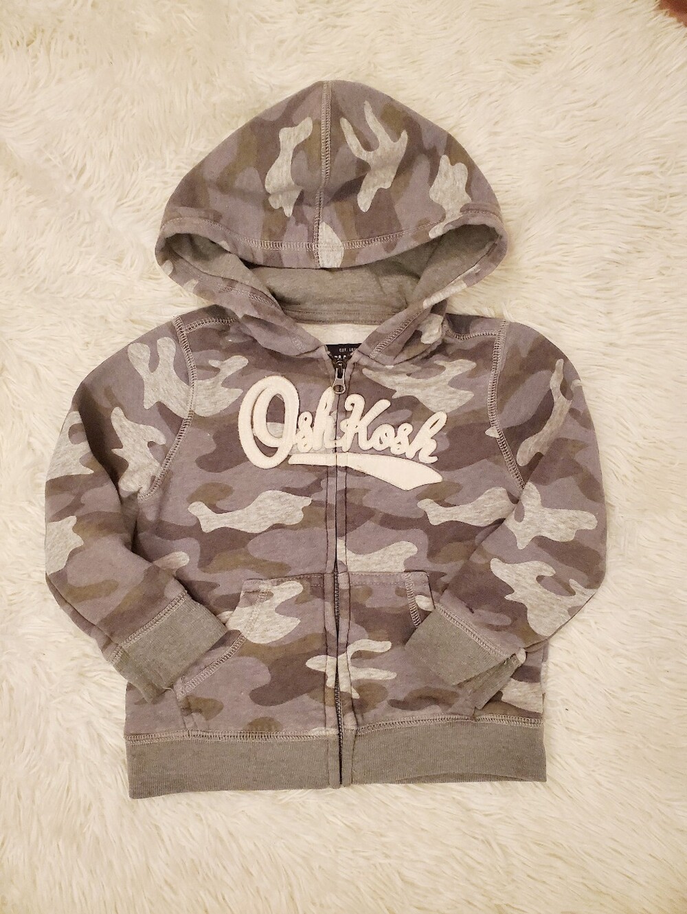 OshKosh gray camouflage zip hoodie 18M-24M